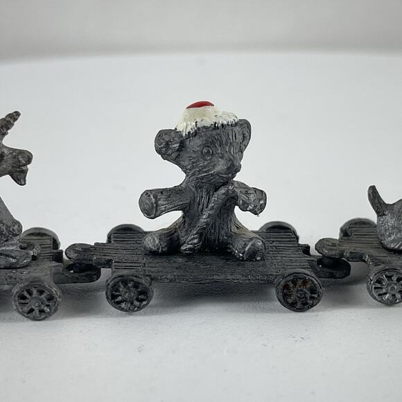 Rare Vintage 70s MSR 4pc Miniature Pewter Christmas FREEDOM TRAIN -Bear Unicorn - Picture 4 of 10